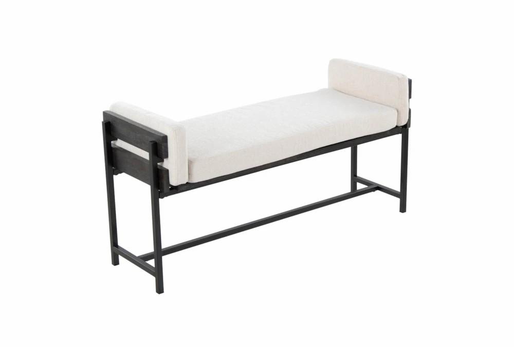 Benches |   45″ Farmhouse Bench With White Upholstered Seating, Wood Frame + Black Metal Legs Benches Benches