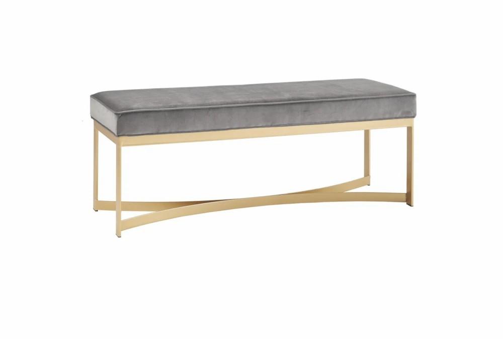 Benches |   48″ Loren Grey Upholstered Accent Bench With Metal Base Benches Benches