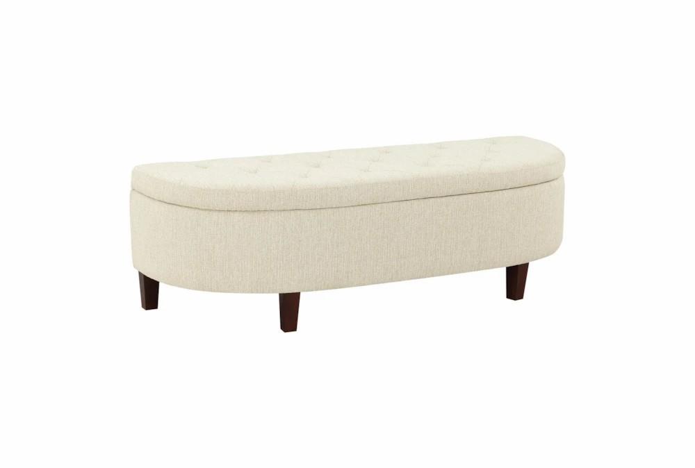 Benches |   60″ Modern White Linen Tufted Curved Storage Bench Benches Benches