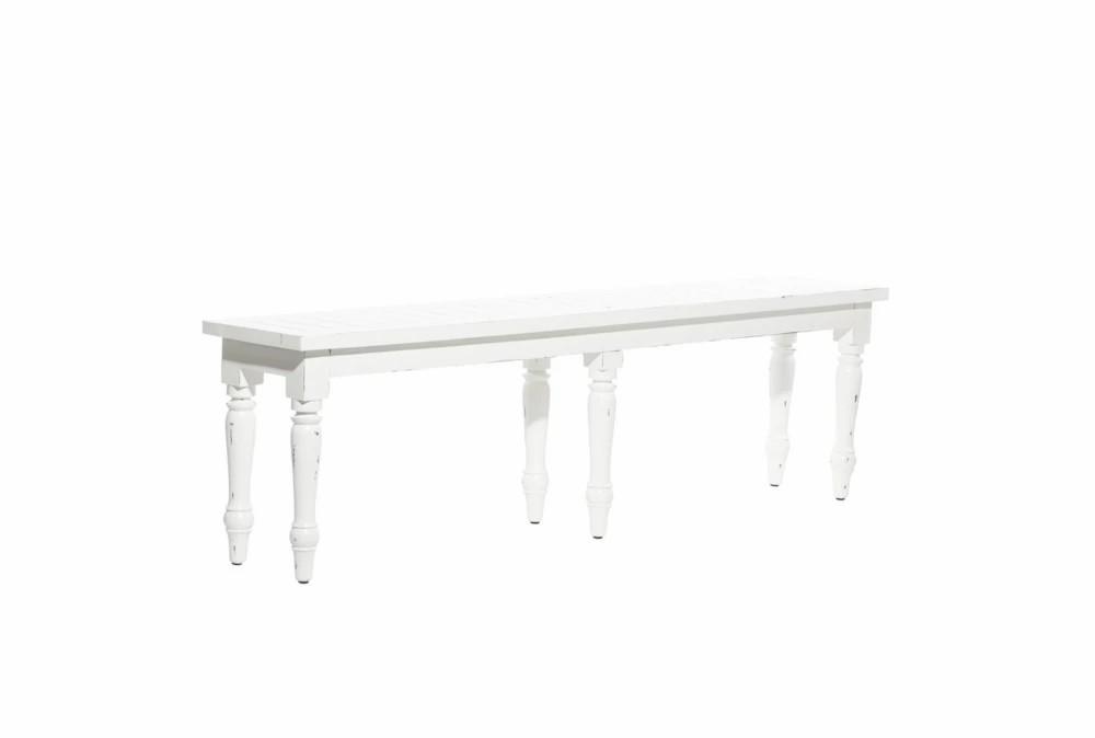 Benches |   63″ White Weathered Wood Slat Top Bench Benches Benches