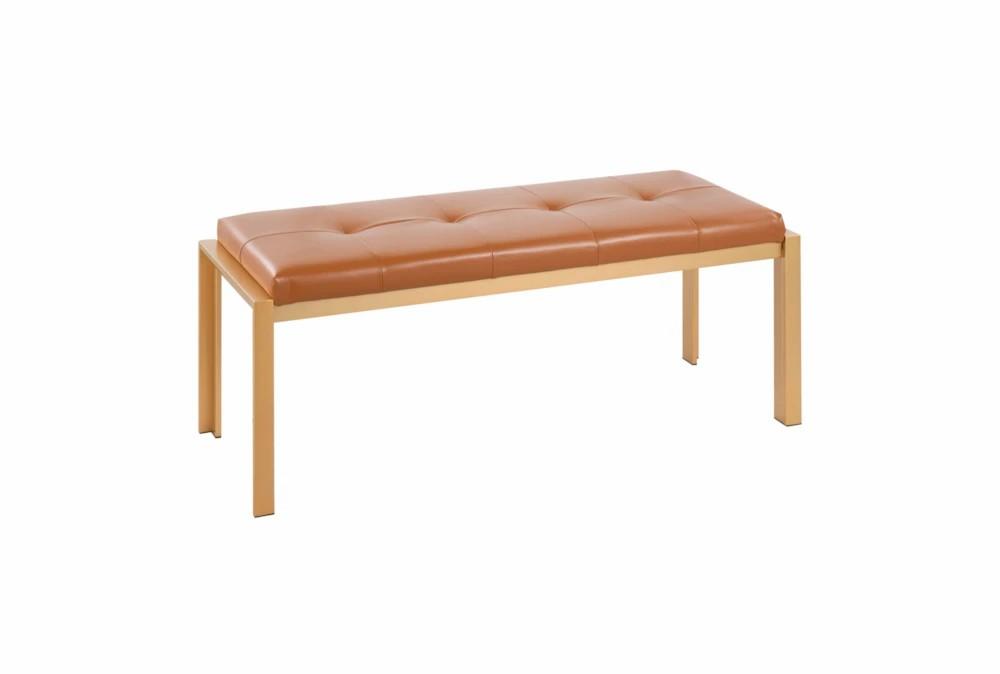 Benches |   Fede Gold Metal and Camel Faux Leather Bench Benches Benches