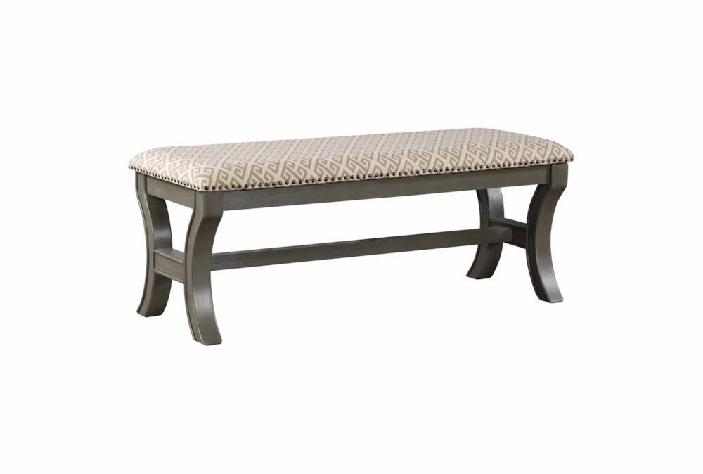 Benches |   Traditional Antique Grey 48″ Bench With Designed Upholstered Seating + Nailhead Trim Benches Benches