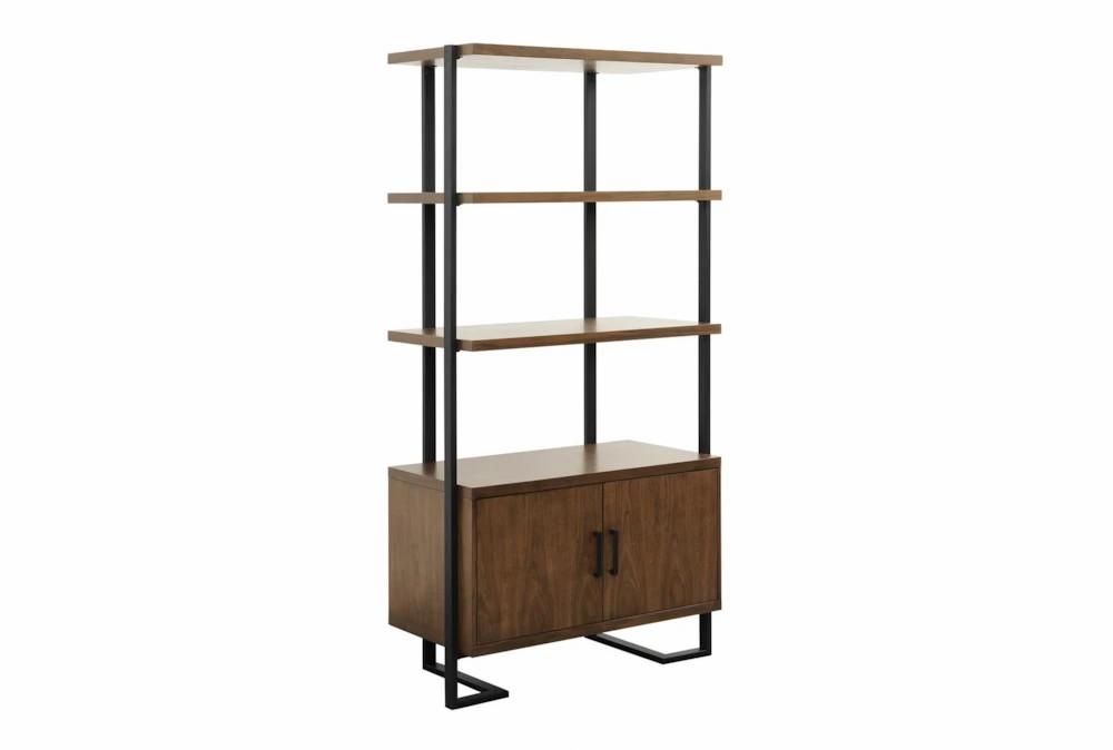 Bookcases |   76″ Wood + Metal 4 Shelf Bookcase with Doors Bookcases Bookcases