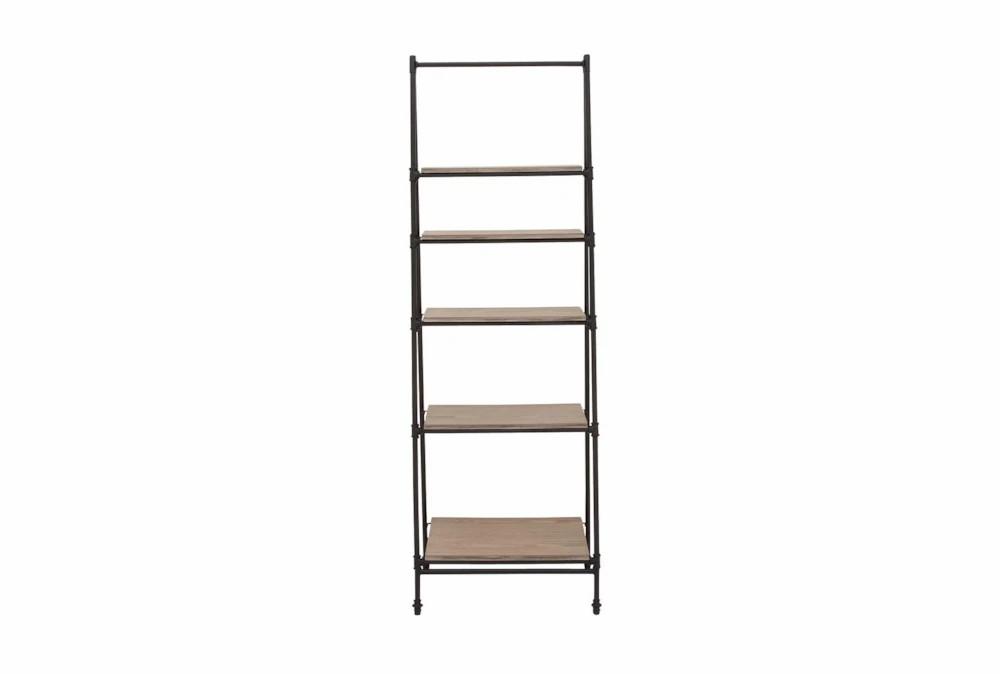 Bookcases |   Beige Wood + Metal Ladder 72″ Etagere Bookcase Bookcases Bookcases