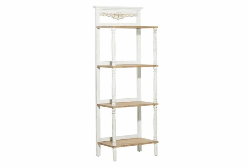 Bookcases |   White + Brown Antiqued Wood 57″ Etagere Bookcase Bookcases Bookcases