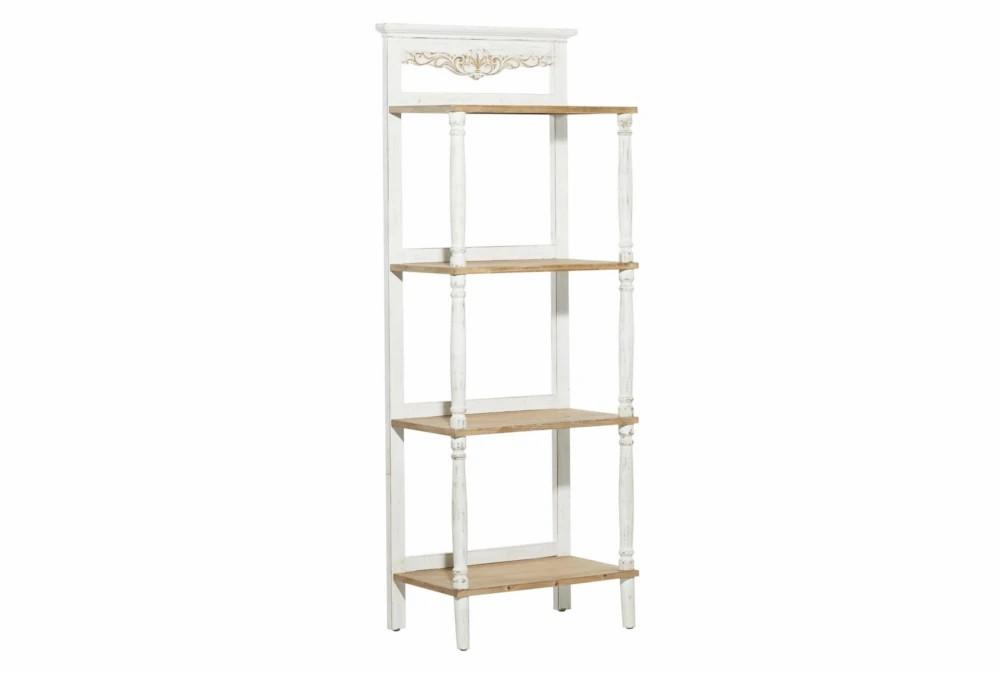 Bookcases |   White + Brown Antiqued Wood 57″ Etagere Bookcase Bookcases Bookcases