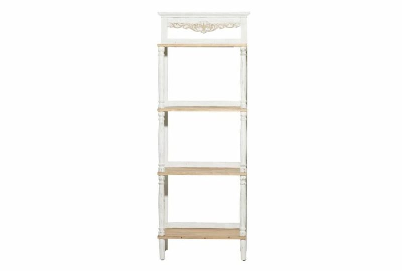 Bookcases |   White + Brown Antiqued Wood 57″ Etagere Bookcase Bookcases Bookcases