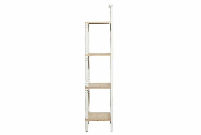 Bookcases |   White + Brown Antiqued Wood 57″ Etagere Bookcase Bookcases Bookcases