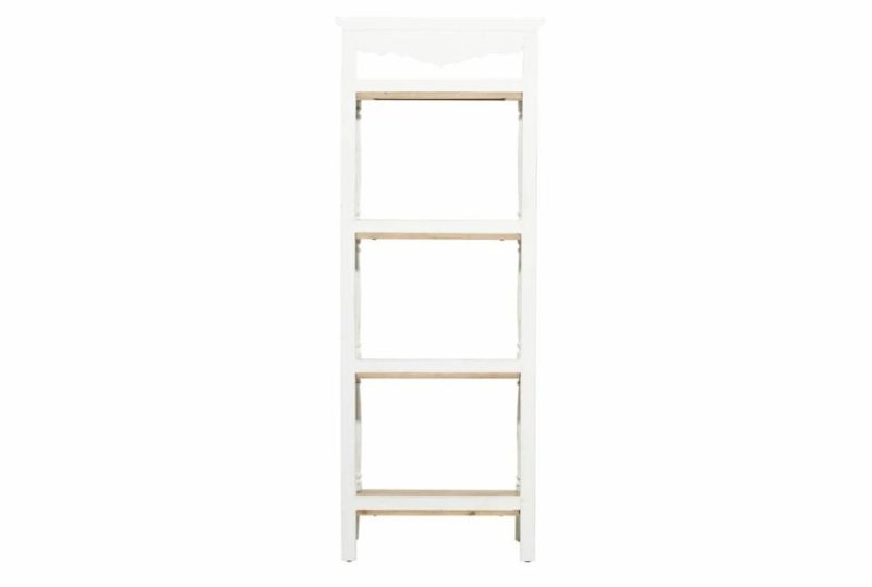 Bookcases |   White + Brown Antiqued Wood 57″ Etagere Bookcase Bookcases Bookcases