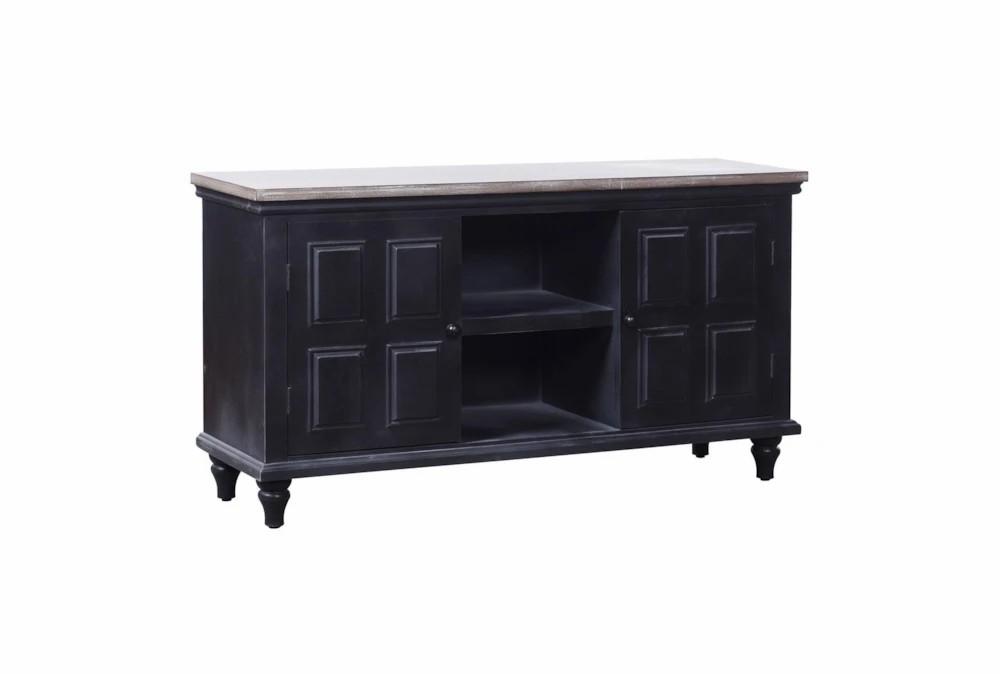 Cabinets + Chests |   48″ Black Wooden Media Cabinet With 2 Textured Doors + 2 Shelves Cabinets + Chests Cabinets + Chests