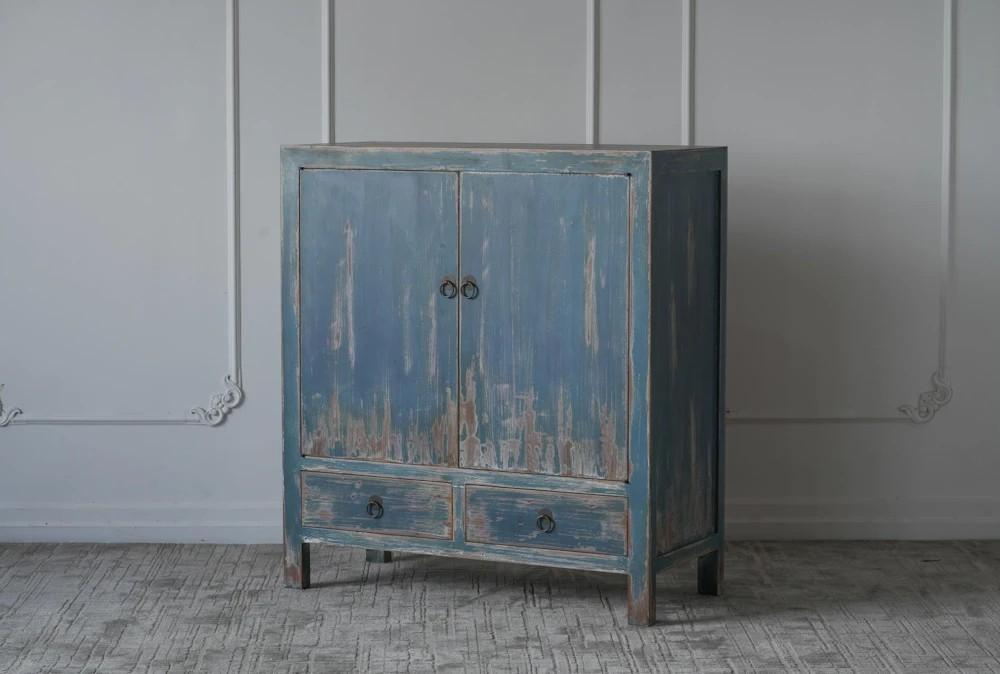 Cabinets + Chests |   Antique Blue Reclaimed Pine 2 Door 2 Drawer Cabinet Cabinets + Chests Cabinets + Chests