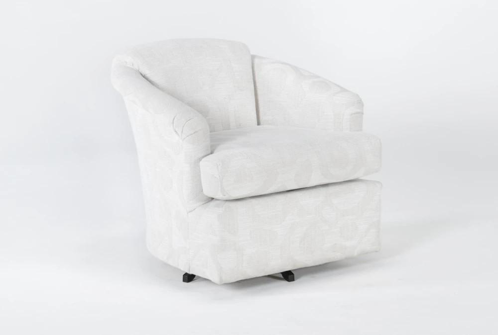 Chairs |   Aiko White Print Fabric Swivel Barrel Arm Chair Chairs Chairs