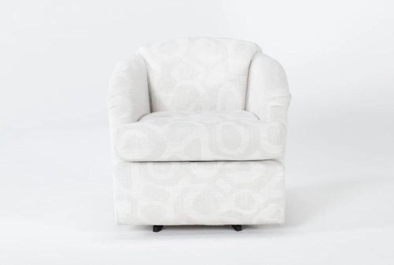 Chairs |   Aiko White Print Fabric Swivel Barrel Arm Chair Chairs Chairs