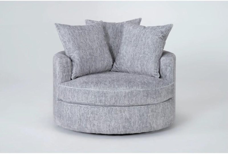 Chairs |   Bixby Light Grey 44″ Curved Fabric Swivel Cuddler Chair Chairs Chairs