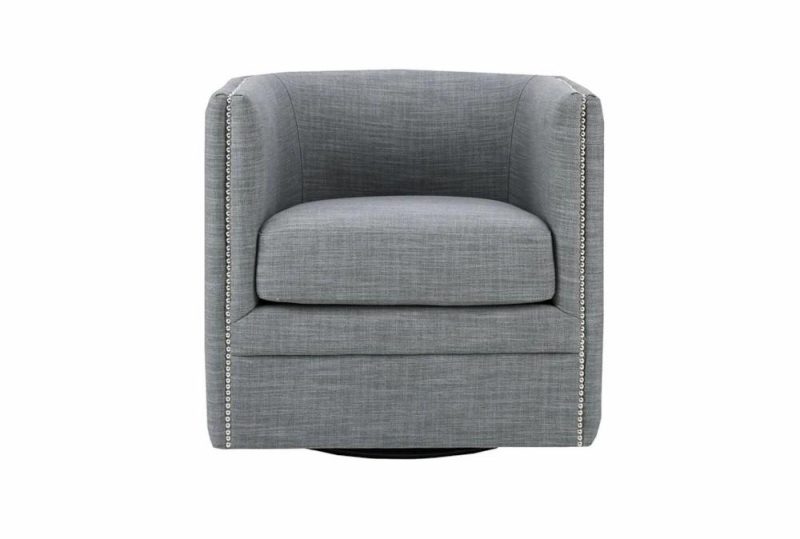 Chairs |   Capstone Slate Grey Tufted Barrel Fabric Swivel Chair Chairs Chairs