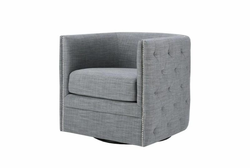 Chairs |   Capstone Slate Grey Tufted Barrel Fabric Swivel Chair Chairs Chairs