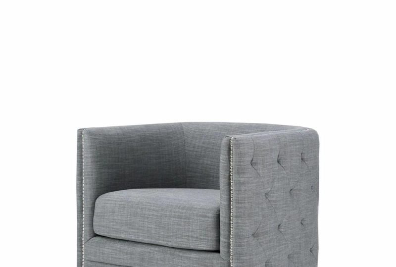 Chairs |   Capstone Slate Grey Tufted Barrel Fabric Swivel Chair Chairs Chairs