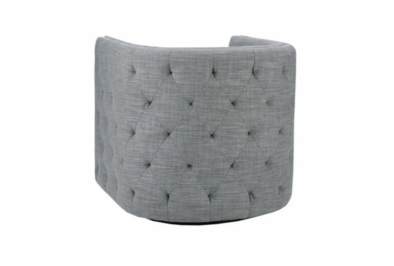 Chairs |   Capstone Slate Grey Tufted Barrel Fabric Swivel Chair Chairs Chairs