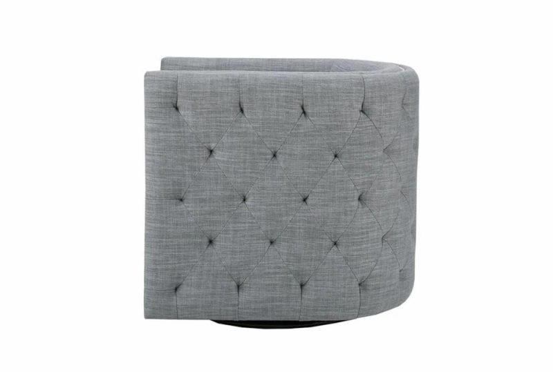 Chairs |   Capstone Slate Grey Tufted Barrel Fabric Swivel Chair Chairs Chairs