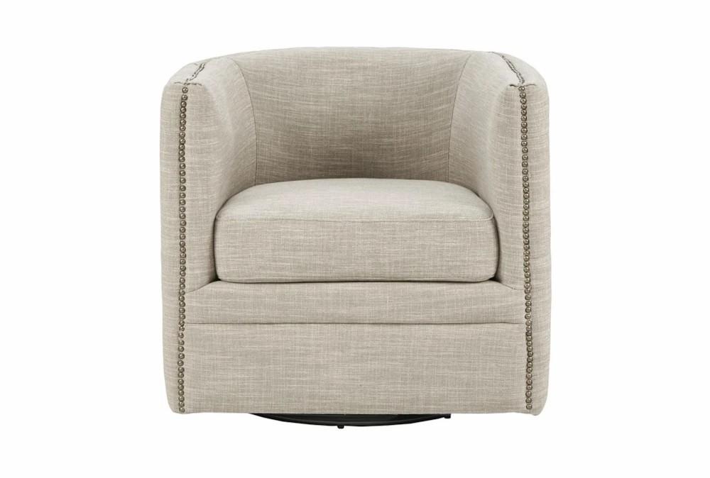 Chairs |   Capstone Taupe White Multi Tufted Barrel Fabric Swivel Chair Chairs Chairs