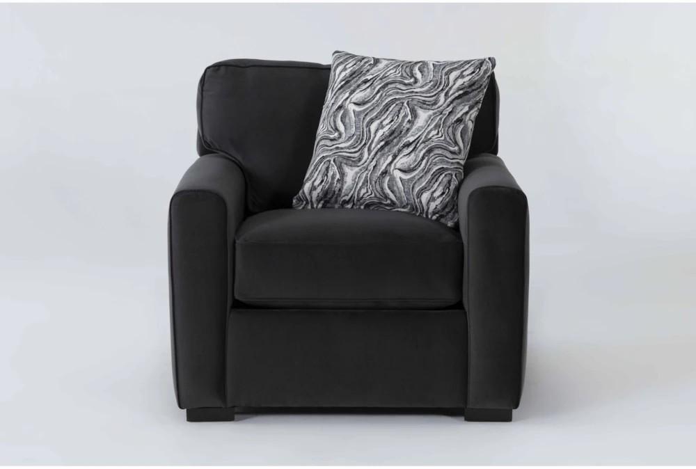 Chairs |   Cypress III 37″ Fabric Black Velvet Oversized Foam Chair Chairs Chairs