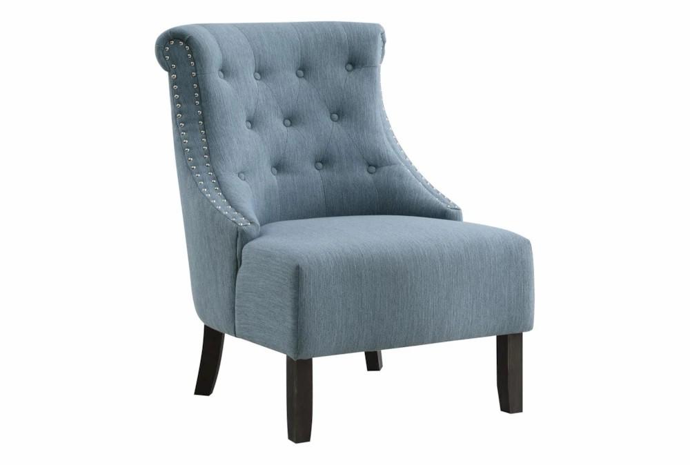 Chairs |   Evelyn Blue Tufted Chair with Grey Fabric Wash Legs Chairs Chairs