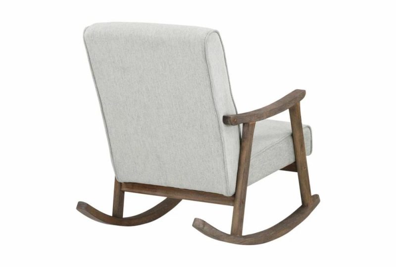 Chairs |   Gainsborough Smoke Grey Fabric Rocking Arm Chair with Brushed Brown Finish Frame Chairs Chairs