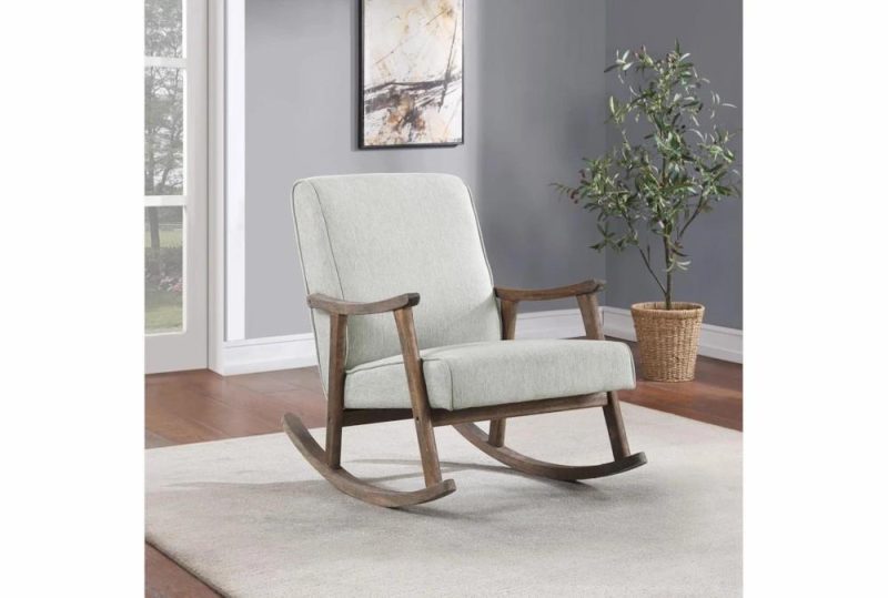 Chairs |   Gainsborough Smoke Grey Fabric Rocking Arm Chair with Brushed Brown Finish Frame Chairs Chairs