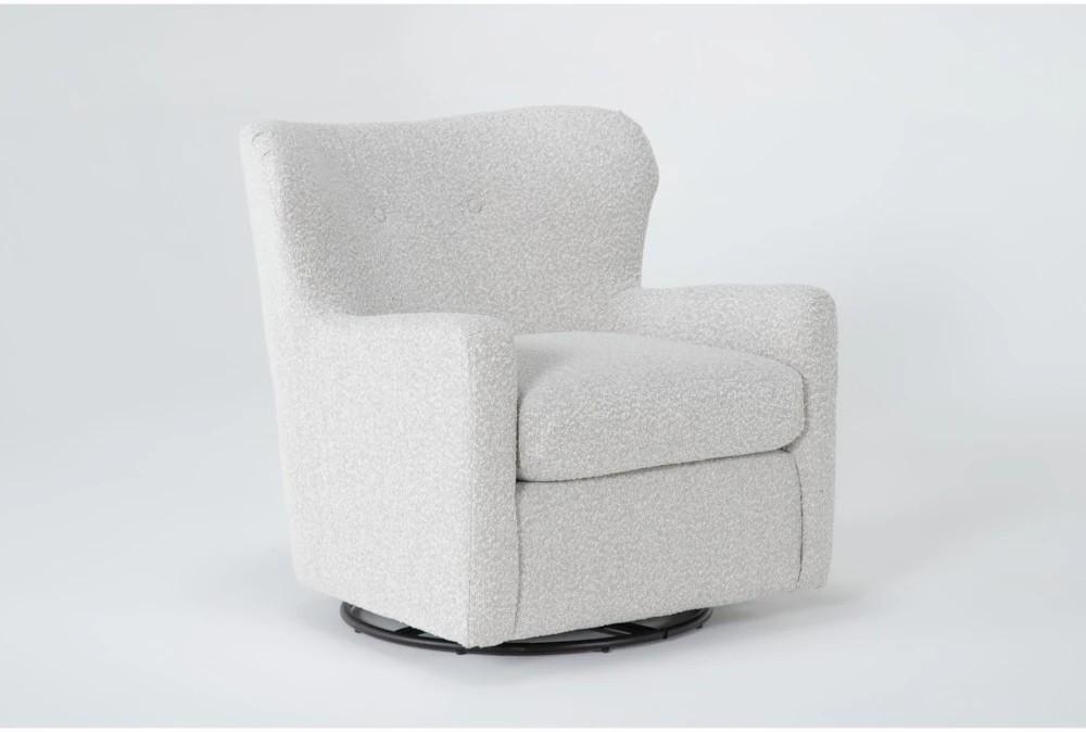 Chairs |   Jollette White Boucle Fabric Swivel Glider Wingback Arm Chair Chairs Chairs