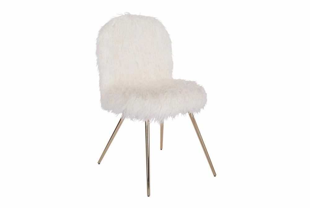 Chairs |   Julia White Faux Fur Chair with Gold Legs Chairs Chairs