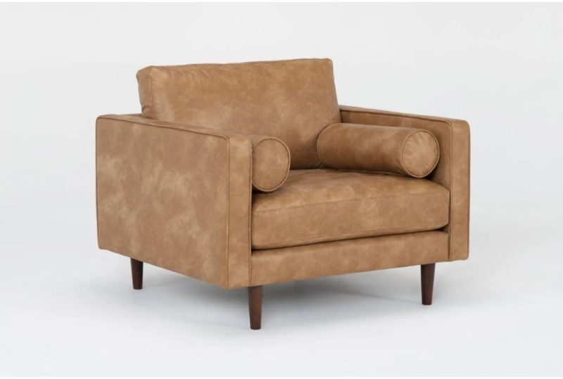 Chairs |   Lukas Caramel Brown Faux Leather Arm Chair Chairs Chairs