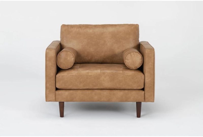 Chairs |   Lukas Caramel Brown Faux Leather Arm Chair Chairs Chairs