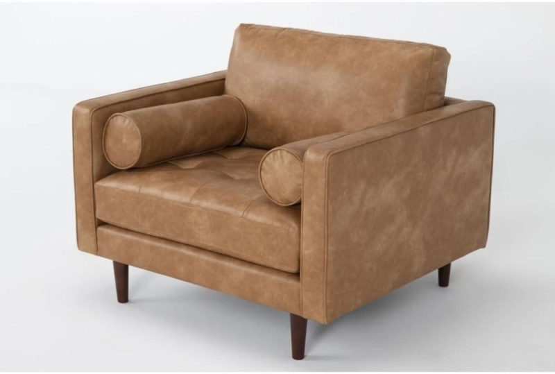 Chairs |   Lukas Caramel Brown Faux Leather Arm Chair Chairs Chairs