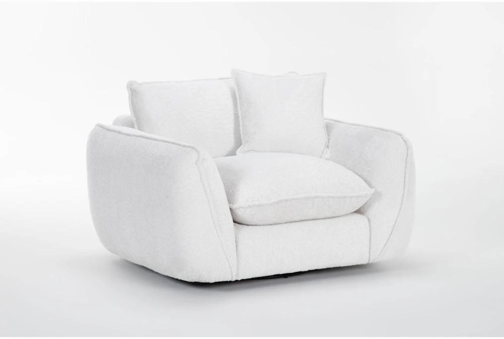 Chairs |   Sanctuary White Fabric Teddybear Swivel Cuddler Chair Chairs Chairs