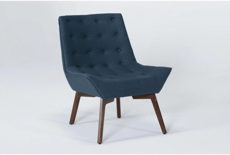 Chairs |   Shelly Azure Blue Fabric Tufted Chair with Coffee Legs Chairs Chairs