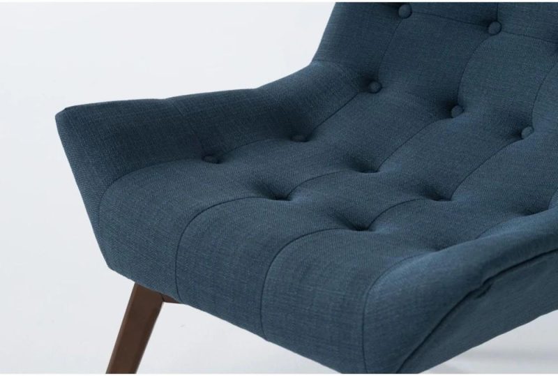 Chairs |   Shelly Azure Blue Fabric Tufted Chair with Coffee Legs Chairs Chairs