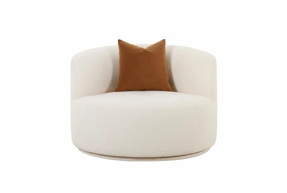 Chairs |   Shiva Cream White Boucle Fabric Curved Swivel Barrel Chair Chairs Chairs