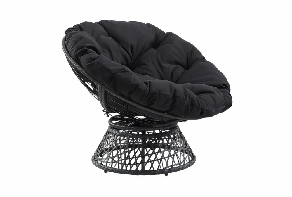 Chairs |   Soleil Black Fabric Swivel Papasan Chair with Dark Grey Wicker Frame Chairs Chairs