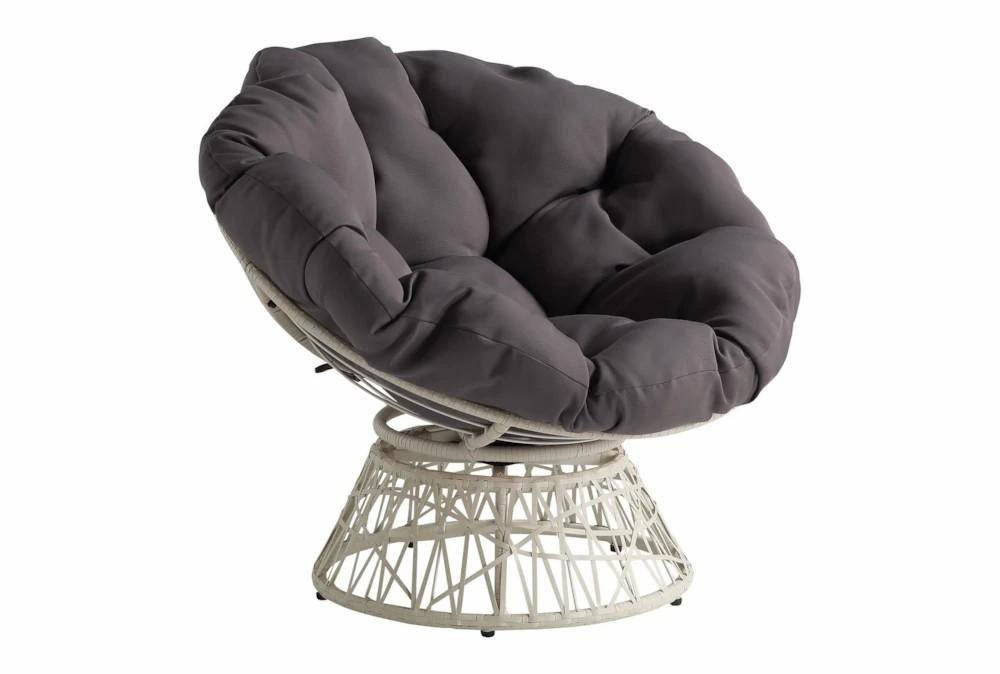 Chairs |   Soleil Grey Fabric Swivel Papasan Chair with Cream Wicker Frame Chairs Chairs