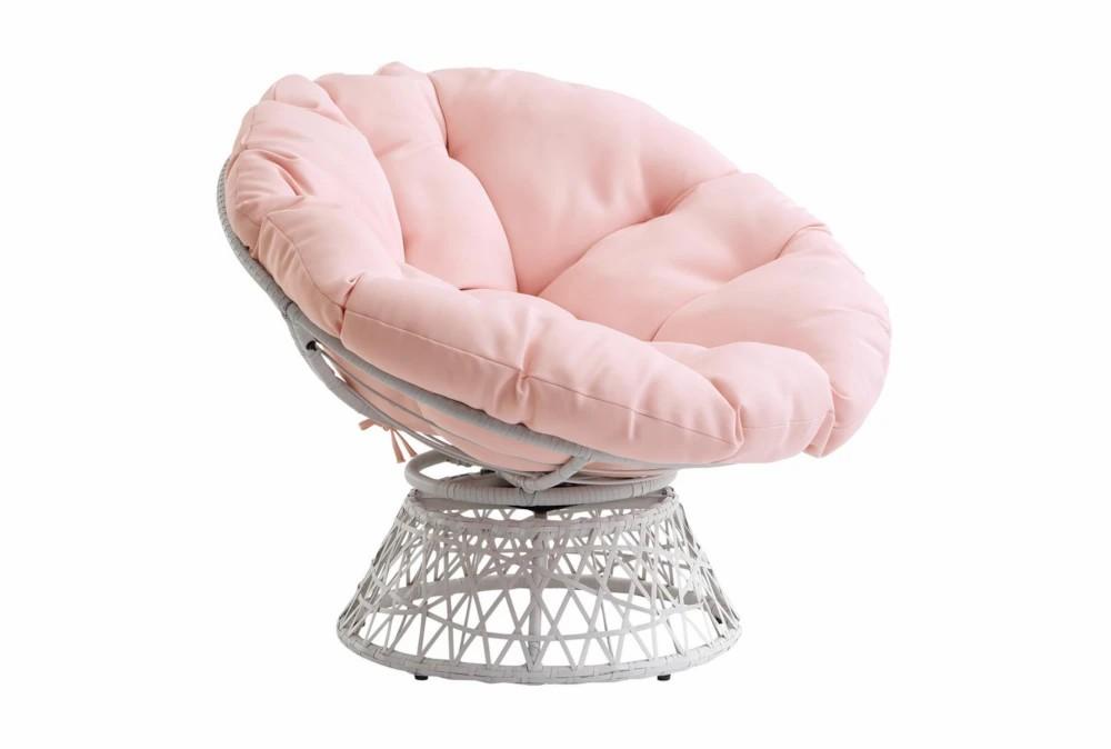 Chairs |   Soleil Pink Fabric Swivel Papasan Chair with Cream Wicker Frame Chairs Chairs