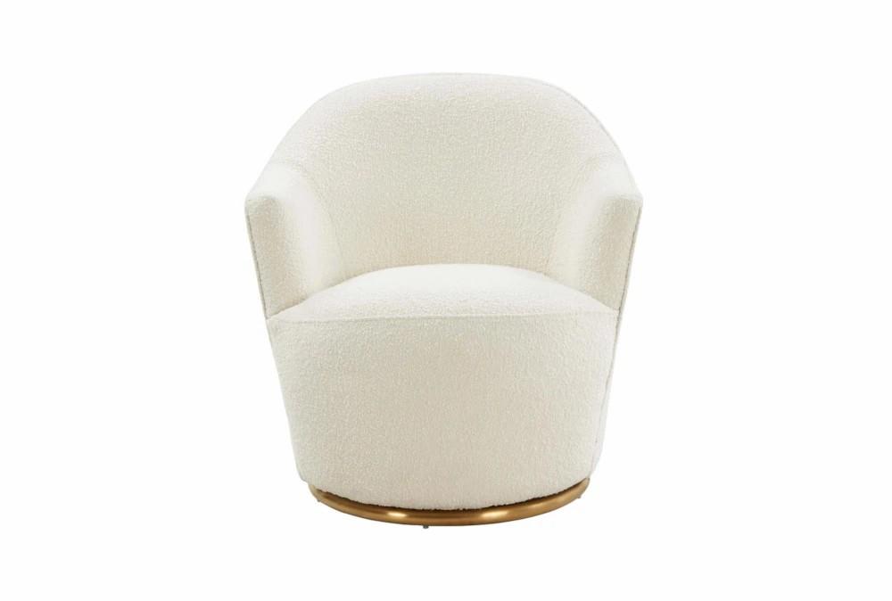 Chairs |   Stratton White Boucle Fabric Swivel Accent Barrel Arm Chair Chairs Chairs