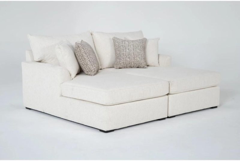 Chaise Lounges |   Belinha II Opal White Fabric Double Chaise Lounge Chaise Lounges Chaise Lounges