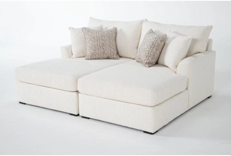 Chaise Lounges |   Belinha II Opal White Fabric Double Chaise Lounge Chaise Lounges Chaise Lounges