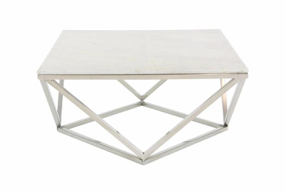 Coffee Tables |   Andria White Square Marble Top + Metal Base Coffee Table Coffee Tables Coffee Tables