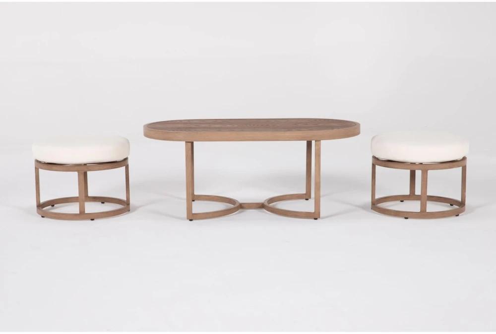 Coffee Tables |   Marseille Natural Outdoor Coffee Table With 2 Ottomans Coffee Tables Coffee Tables