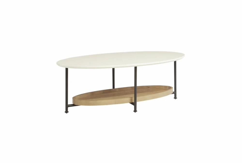 Coffee Tables |   Monte White Oval Coffee Table With Storage Shelf Coffee Tables Coffee Tables