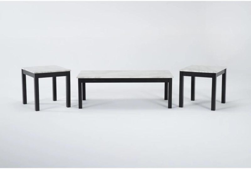 Coffee Tables |   Thurner White Faux Marble 3 Piece Coffee Table Set Coffee Tables Coffee Tables