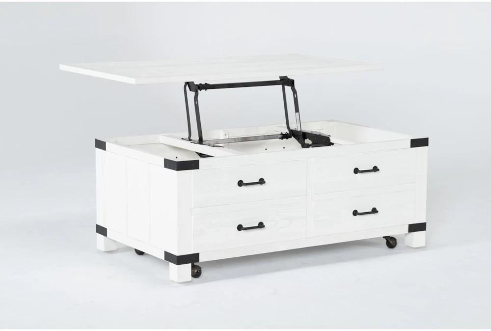 Coffee Tables |   Wade White Rectangle Lift-Top Coffee Table With Wheels + Storage Coffee Tables Coffee Tables