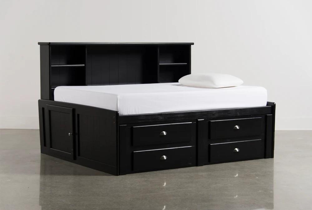 Daybeds |   Summit Black Full Wood Bookcased Platform Daybed With 2-Drw Captains Trundle Daybeds Daybeds