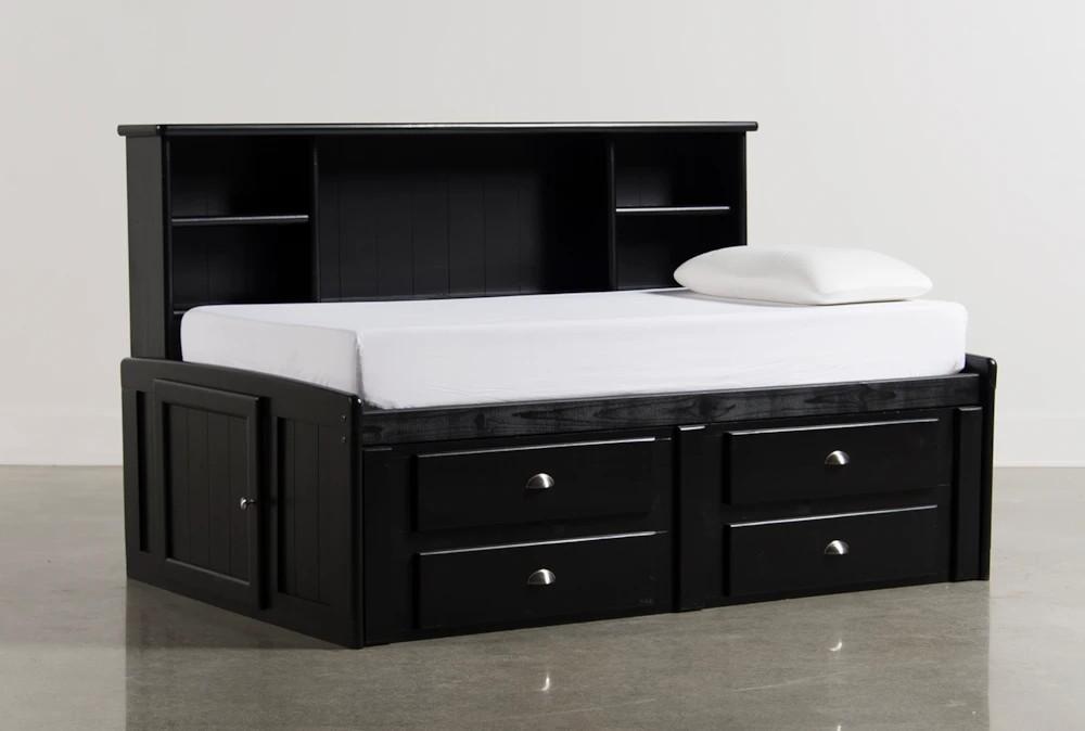 Daybeds |   Summit Black Twin Wood Bookcased Platform Daybed With 4-Drawer Storage Unit Daybeds Daybeds